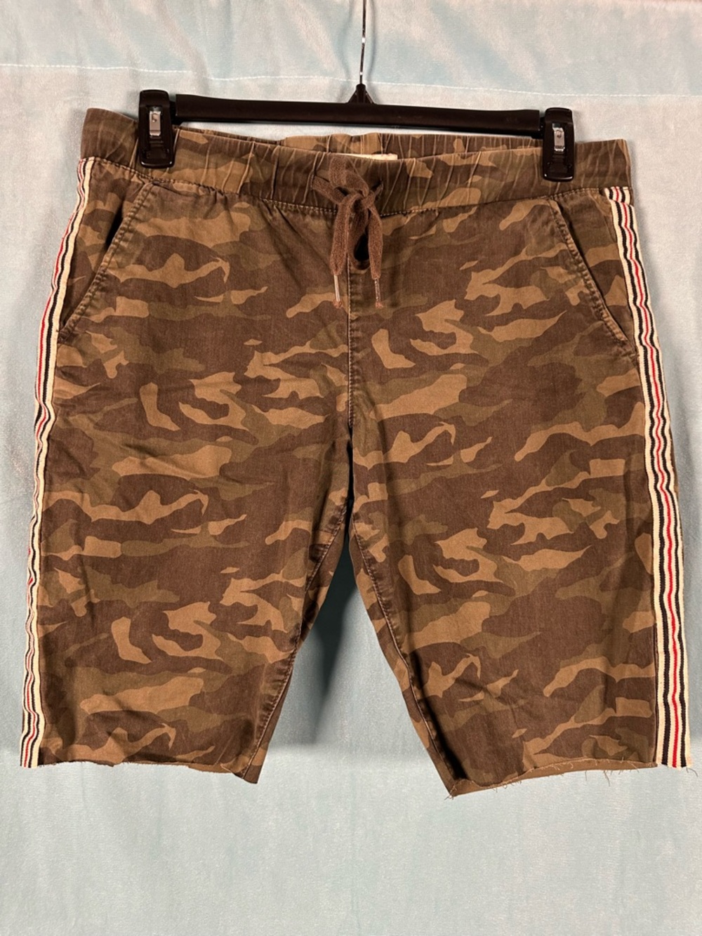 Cotton On Olive Camo Drawstring Shorts with Side Stripe